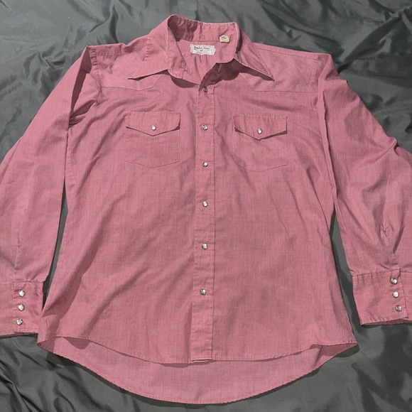 Longchamp Other - Vintage Border Town Western Wear Pearl Snap Button Up Shirt Long Tail Form Fit